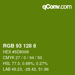 カラーコード: RGB 93 128 8 | qconv.com