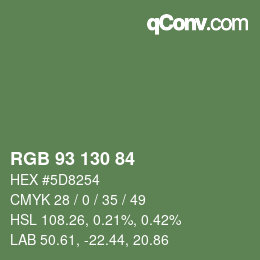 Color code: RGB 93 130 84 | qconv.com