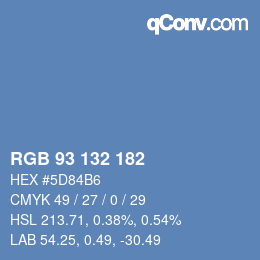 Color code: RGB 93 132 182 | qconv.com
