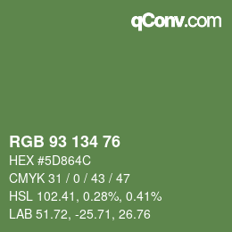 Código de color: RGB 93 134 76 | qconv.com