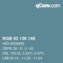 Color code: RGB 93 136 149 | qconv.com