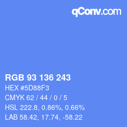 Color code: RGB 93 136 243 | qconv.com