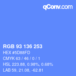 カラーコード: RGB 93 136 253 | qconv.com