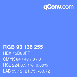 Color code: RGB 93 136 255 | qconv.com
