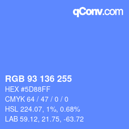 Color code: RGB 93 136 255 | qconv.com