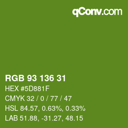 Color code: RGB 93 136 31 | qconv.com