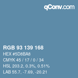 颜色代码: RGB 93 139 168 | qconv.com