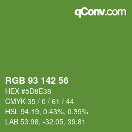 Color code: RGB 93 142 56 | qconv.com