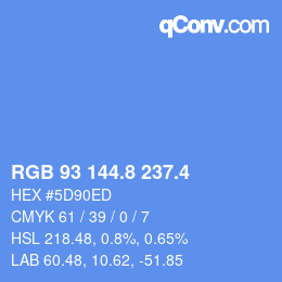 カラーコード: RGB 93 144.8 237.4 | qconv.com