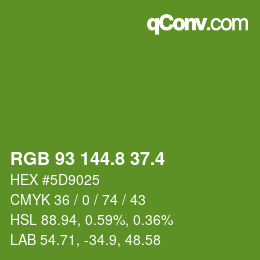 カラーコード: RGB 93 144.8 37.4 | qconv.com
