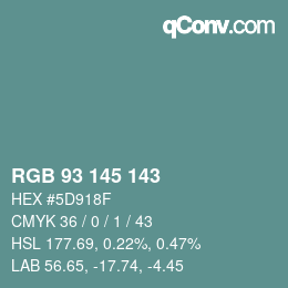 Code couleur: RGB 93 145 143 | qconv.com
