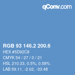カラーコード: RGB 93 146.2 200.6 | qconv.com