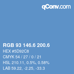 カラーコード: RGB 93 146.6 200.6 | qconv.com