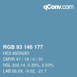 Color code: RGB 93 146 177 | qconv.com