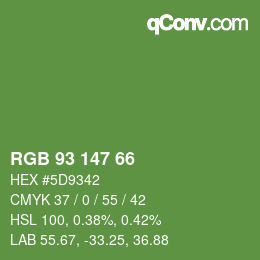 Color code: RGB 93 147 66 | qconv.com