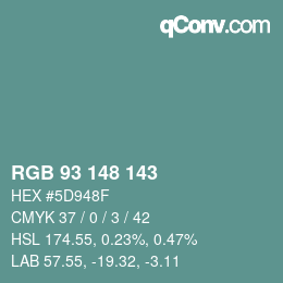 Color code: RGB 93 148 143 | qconv.com