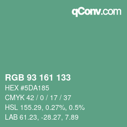カラーコード: RGB 93 161 133 | qconv.com