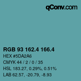 カラーコード: RGB 93 162.4 166.4 | qconv.com
