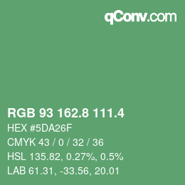 カラーコード: RGB 93 162.8 111.4 | qconv.com