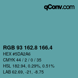 カラーコード: RGB 93 162.8 166.4 | qconv.com