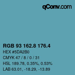 カラーコード: RGB 93 162.8 176.4 | qconv.com