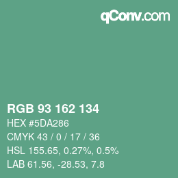Color code: RGB 93 162 134 | qconv.com