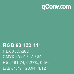 Color code: RGB 93 162 141 | qconv.com