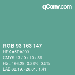 颜色代码: RGB 93 163 147 | qconv.com
