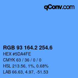 カラーコード: RGB 93 164.2 254.6 | qconv.com