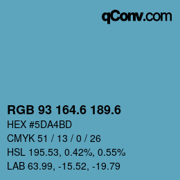 カラーコード: RGB 93 164.6 189.6 | qconv.com