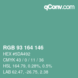 Color code: RGB 93 164 146 | qconv.com