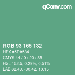 颜色代码: RGB 93 165 132 | qconv.com
