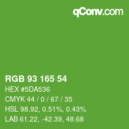 Color code: RGB 93 165 54 | qconv.com