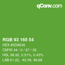 颜色代码: RGB 93 165 54 | qconv.com