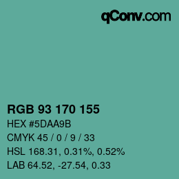 Code couleur: RGB 93 170 155 | qconv.com