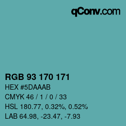 Código de color: RGB 93 170 171 | qconv.com