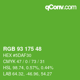 Color code: RGB 93 175 48 | qconv.com