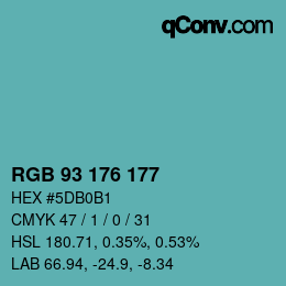 颜色代码: RGB 93 176 177 | qconv.com