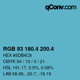 カラーコード: RGB 93 180.4 200.4 | qconv.com