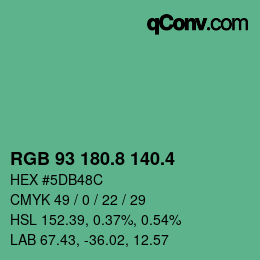 カラーコード: RGB 93 180.8 140.4 | qconv.com