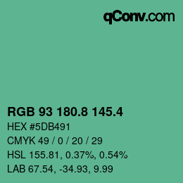 カラーコード: RGB 93 180.8 145.4 | qconv.com