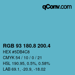 カラーコード: RGB 93 180.8 200.4 | qconv.com