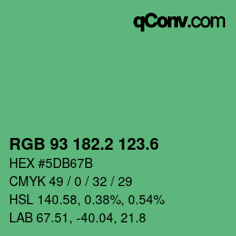 カラーコード: RGB 93 182.2 123.6 | qconv.com