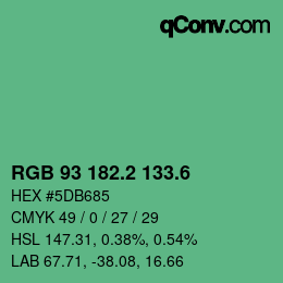 カラーコード: RGB 93 182.2 133.6 | qconv.com