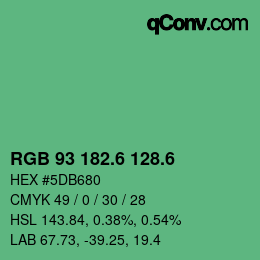 カラーコード: RGB 93 182.6 128.6 | qconv.com