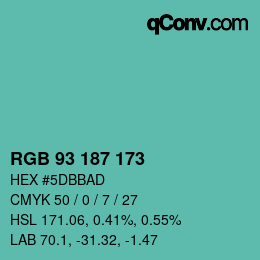 Color code: RGB 93 187 173 | qconv.com