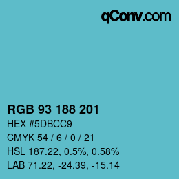 Color code: RGB 93 188 201 | qconv.com