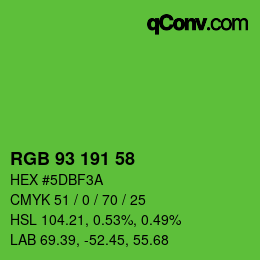 カラーコード: RGB 93 191 58 | qconv.com