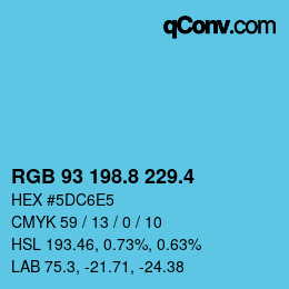 カラーコード: RGB 93 198.8 229.4 | qconv.com