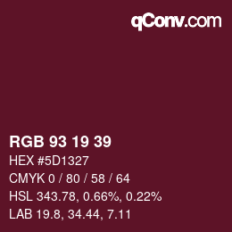 Color code: RGB 93 19 39 | qconv.com